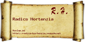 Radics Hortenzia névjegykártya